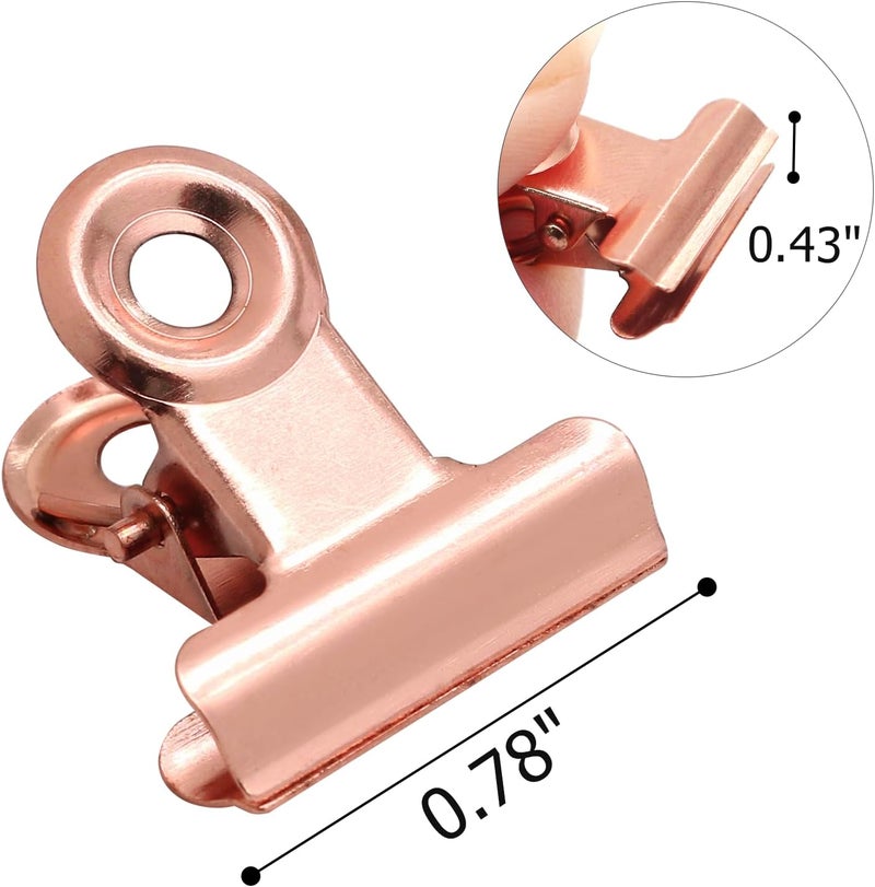 Coufce 40 Pack Small Bulldog Clips 0.78 Inch Metal Hinge Clips Hinge Binder Clips Clamps Ideal for Drawings Tags, Bags, Drawings, Crafts, Office, and Home Kitchen (Rose Gold) - Image 2